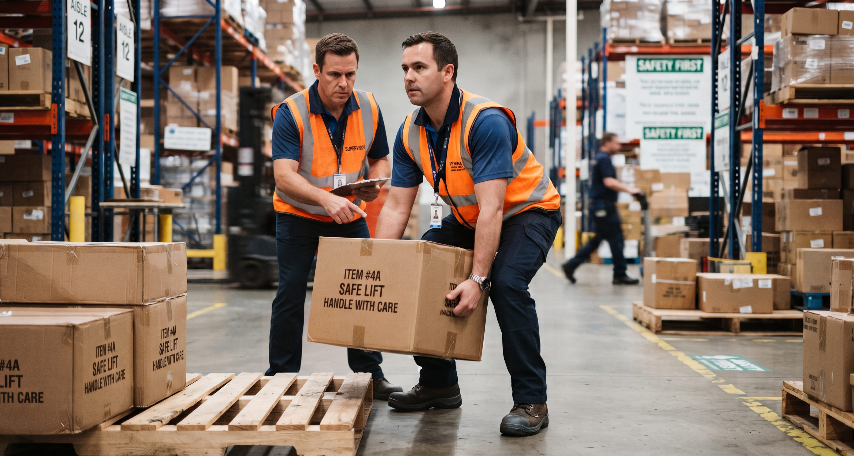 Person lifting a box using manual handling technique